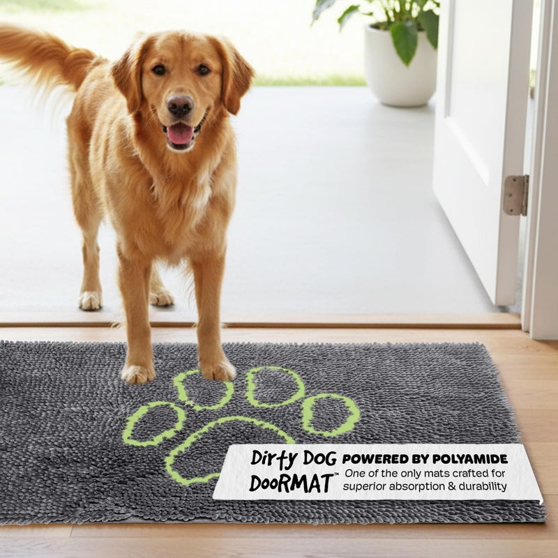 Dog Gone Smart Dirty Dog Doormat - Fast Drying Rug with Super Gripper Backing for Clean Floors - Super Absorbent and Machine Washable Mat for Muddy Paws - Cool Grey - Image 1